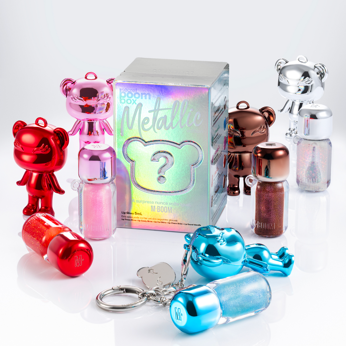SECRET BOOM BOX METALLIC EDITION GLOSS + MBOOMIE + CHAVEIRO