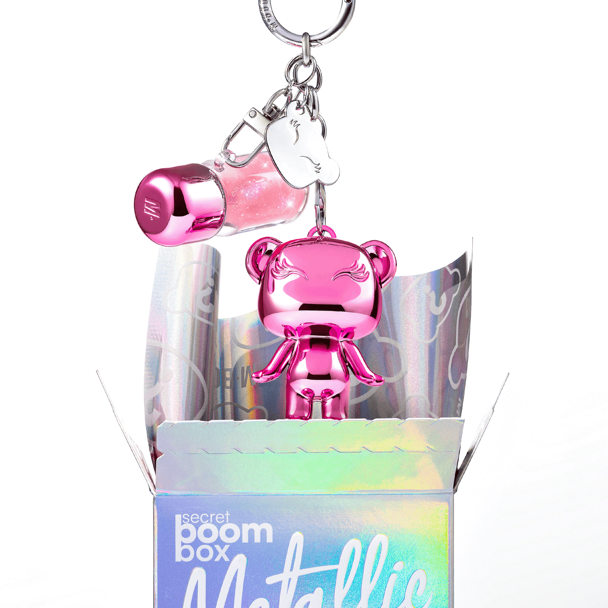 SECRET BOOM BOX METALLIC EDITION GLOSS + MBOOMIE + CHAVEIRO